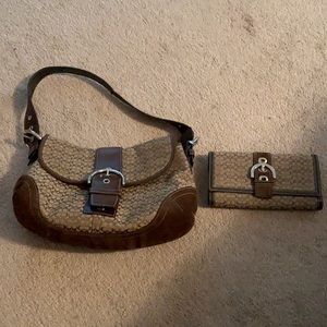Genuine coach saddle bag and matching wallet